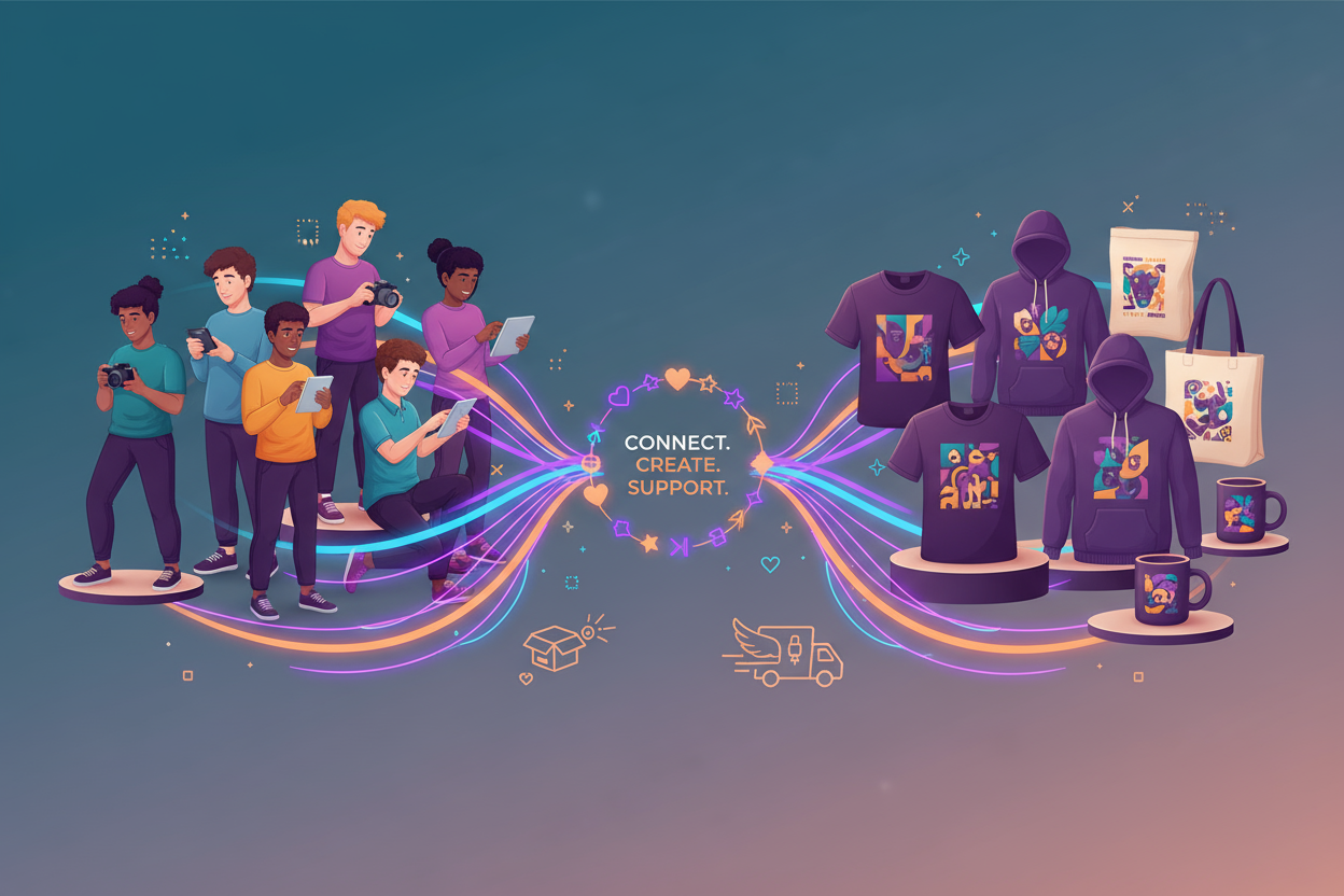 Wir helfen Mikroinfluencern, ihre kreativen Ideen in hochwertigen Merchandise zu verwandeln. Jeder Kauf unterstützt die Creator direkt und bringt dir exklusive Designs, die es nirgendwo sonst gibt. Von der Bestellung bis zur Lieferung – wir kümmern uns um alles.